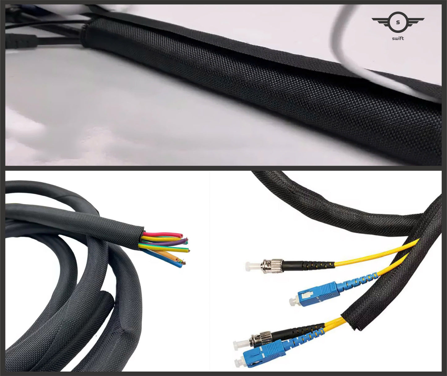 Self-Wrap Braided Wire Sleeving Vehicle Marine Home Cable Cover