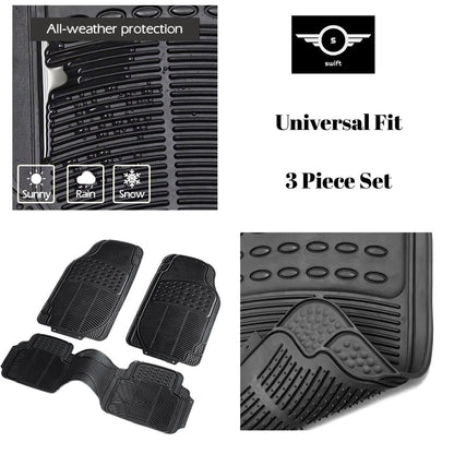 Universal All-Weather 4 Piece Rubber Car Floor Mat Set